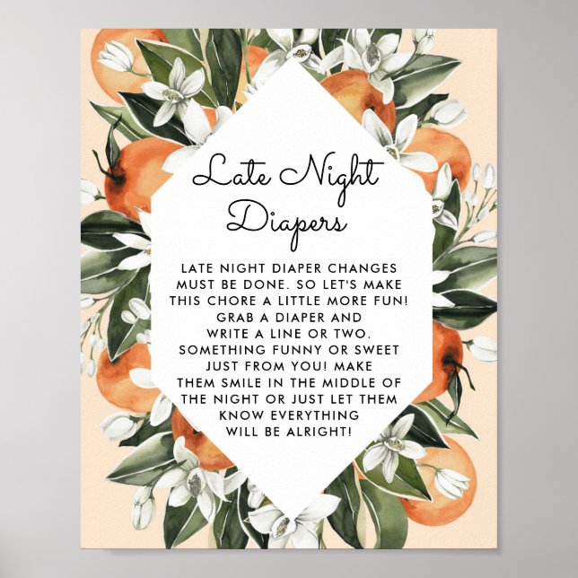 Little Cutie Baby Shower Late Night Diaper Poster (Framsidan)