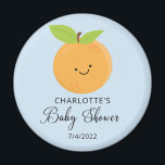 Little Cutie Baby Shower Magnet<br><div class="desc">Lite cutie är på det sätt på vilket babyduschdesignen med en vacker liten clementinisk orange sätts på en ljusblå bakgrund. Besök vår butik för att visa vår förtjusande lilla samling av cutie-design.</div>