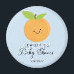 Little Cutie Baby Shower Magnet<br><div class="desc">Lite cutie är på det sätt på vilket babyduschdesignen med en vacker liten clementinisk orange sätts på en ljusblå bakgrund. Besök vår butik för att visa vår förtjusande lilla samling av cutie-design.</div>