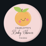 Little Cutie Baby Shower Magnet<br><div class="desc">Lite cutie är på det sätt på vilket babyduschdesignen med en vacker liten clementinisk orange sätts på en ljus rosa bakgrund. Besök vår butik för att visa vår förtjusande lilla samling av cutie-design.</div>