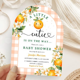 Little Cutie Baby Shower Orange Citrus Arched Inbjudningar