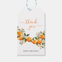 Little Cutie Baby Shower-Orange för Tack Presentetikett