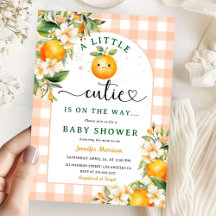 Little Cutie Baby Shower Orange Gender Neutral