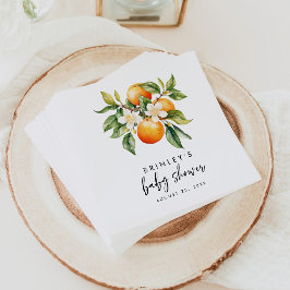 Little Cutie Baby Shower Papper Napkins Orange Pappersservett