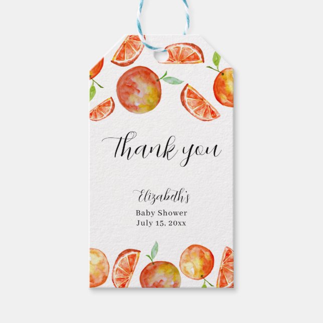 Little Cutie Baby Shower Tack Orange Presentetikett (Framsidan)