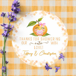 Little Cutie Baby Shower Thanks Sticker Runt Klistermärke