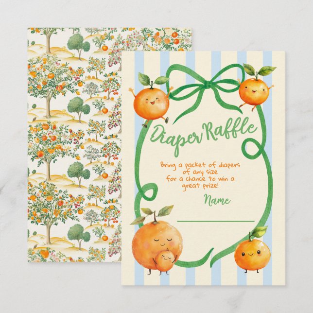 Little Cutie Baby Shower Toile Diaper Raffle Inbjudningar (Fram/baksida)