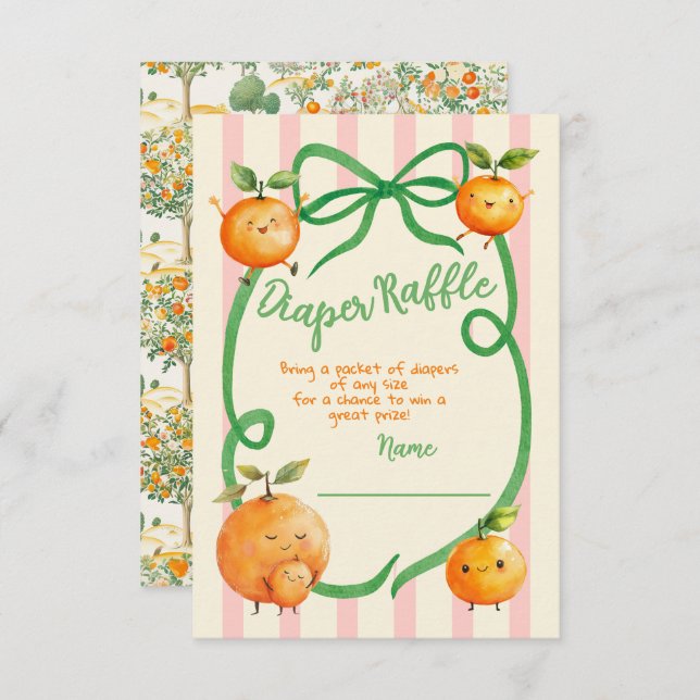 Little Cutie Baby Shower Toile Diaper Raffle Inbjudningar (Fram/baksida)