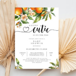 Little Cutie Botanie Citrus Orange Baby Shower Inbjudningar