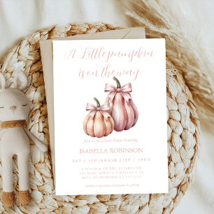 Little Cutie Bow Rosa Pumpkin Girl Baby Shower Inbjudningar