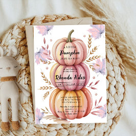 Little Cutie Bow Rosa Pumpkin Girl Baby Shower Inbjudningar