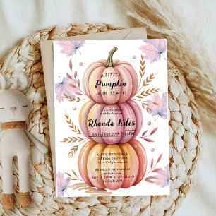 Little Cutie Bow Rosa Pumpkin Girl Baby Shower Inbjudningar