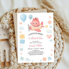 Little Cutie Bow Rosa Pumpkin Girl Baby Shower Inbjudningar