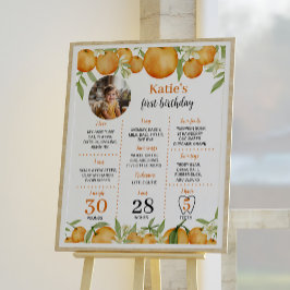 Little Cutie Citrus 1st Birthday Milestone Sign Poster