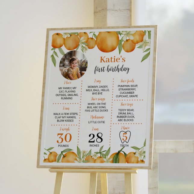 Little Cutie Citrus 1st Birthday Milestone Sign Poster (Skapare uppladdad)