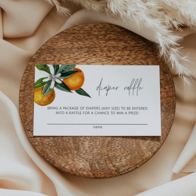 Little Cutie Citrus Baby Shower Diaper Raffle Card Placeringskort (Skapare uppladdad)