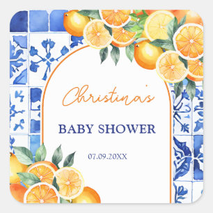 Little Cutie Citrus Baby Shower Fyrkantigt Klistermärke