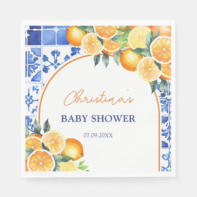 Little Cutie Citrus Baby Shower Pappersservett (Framsidan)