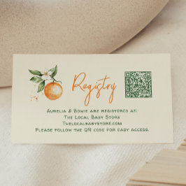 Little Cutie Citrus Baby Shower Registry QR-kod Tilläggskort
