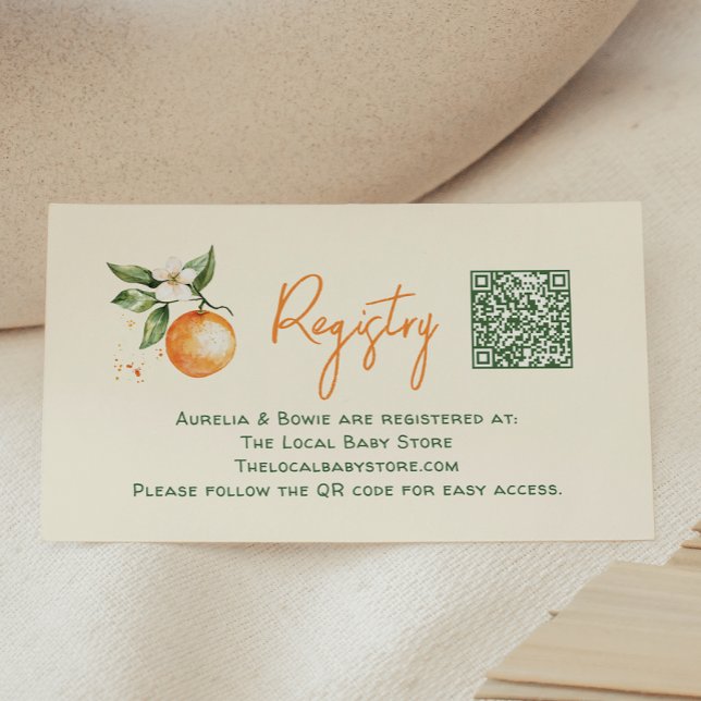 Little Cutie Citrus Baby Shower Registry QR-kod Tilläggskort (Skapare uppladdad)
