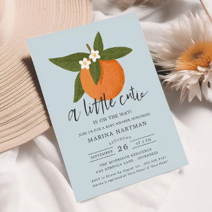 Little Cutie Citrus Blommars Baby Shower Blue Inbjudningar
