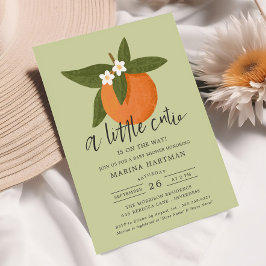 Little Cutie Citrus Blommars Baby Shower Grönt Inbjudningar