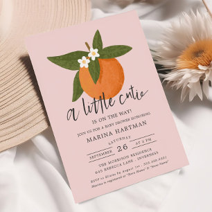 Little Cutie Citrus Blommars Baby Shower Rosa Inbjudningar
