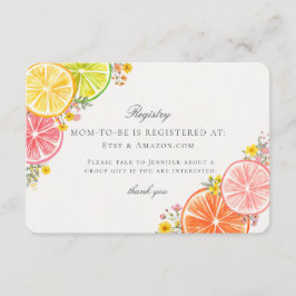 Little Cutie Citrus Blommigt Baby Registry Infoga Tilläggskort