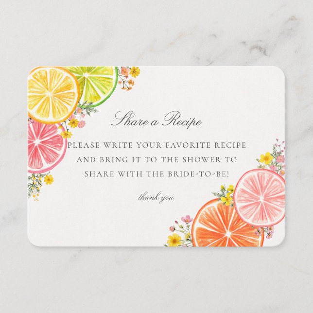 Little Cutie Citrus Blommigt  en Recept Insert Tilläggskort (Framsida)