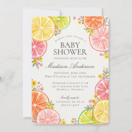 Little Cutie Citrus Blommigt Orange Baby Shower Inbjudningar