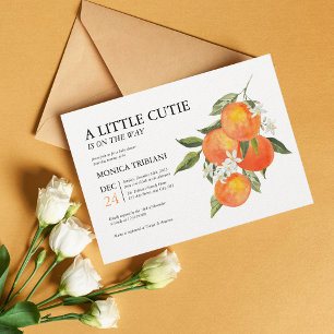 Little Cutie Citrus Botanical Modern Baby Shower Inbjudningar