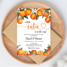 Little Cutie Citrus Botanical Orange Baby Shower Inbjudningar