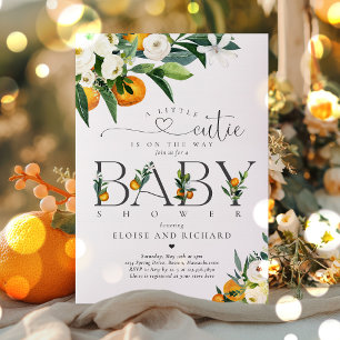 Little Cutie Citrus Botanical Orange Baby Shower Inbjudningar