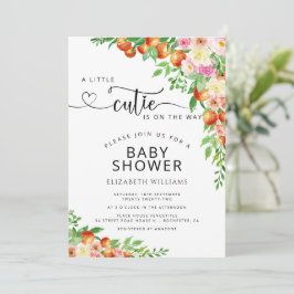Little Cutie Citrus Botanical Orange Baby Shower Inbjudningar