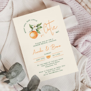 Little Cutie Citrus Gender Reveal Baby Shower Inbjudningar