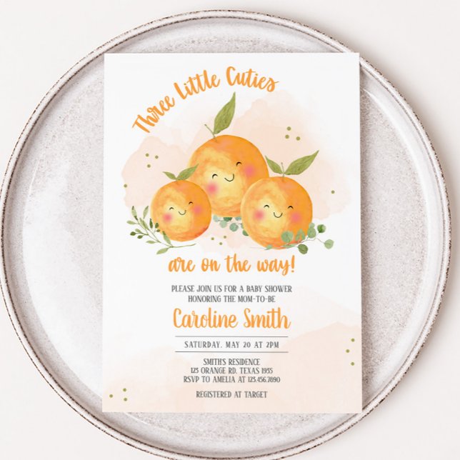 Little Cutie Citrus Orange Baby Shower Inbjudningar (Oranges Baby Shower Invitation)