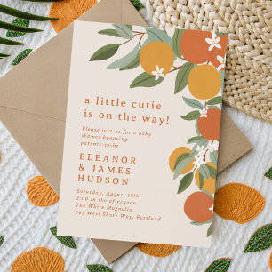 Little Cutie Citrus Orange Baby Shower Inbjudningar