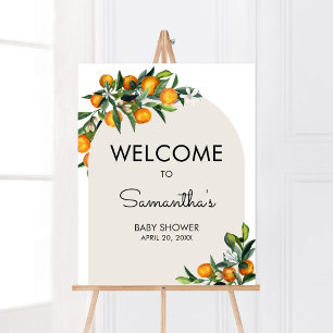 Little Cutie Citrus Orange Baby Shower Välkommen Poster