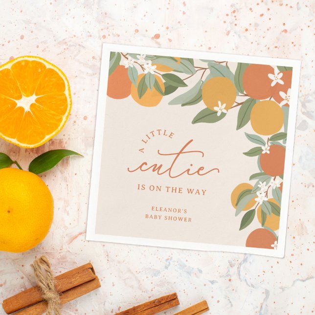Little Cutie Citrus Oranges Baby Shower Pappersservett (a little cutie citrus orange baby shower napkins)