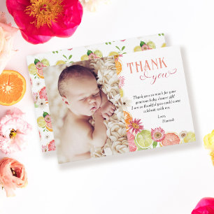 Little Cutie Citrus Photo Baby Shower Tack Kort