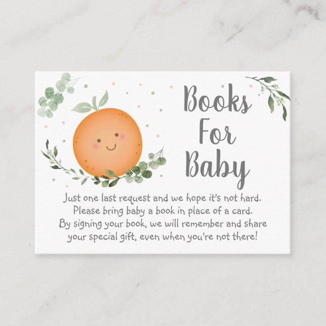 Little Cutie Clementine Baby Shower Bok-begäran Tilläggskort (Framsida)