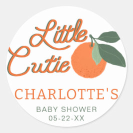 Little Cutie Clementine Baby Shower Favor Sticker Runt Klistermärke