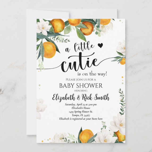 Little Cutie Clementine Baby Shower Gender Neutral Inbjudningar (Framsida)