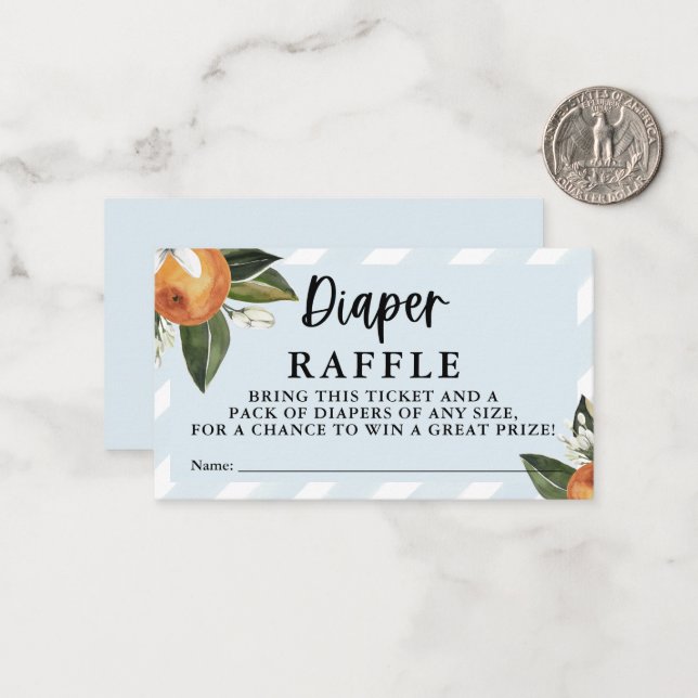 Little Cutie Clementine Boy Diaper Raffle Anteckningskort (Fram/Back In Situ)