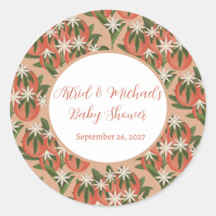 Little Cutie Clementine Citrus Theme Baby Shower Runt Klistermärke