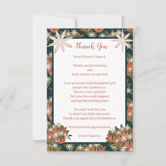 Little Cutie Clementine| Citrus Theme Baby Shower Tack Kort (Framsida)