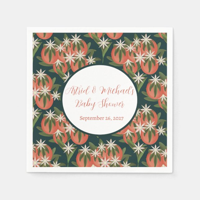 Little Cutie Clementine Grönt Neutralt Baby Shower Pappersservett (Framsidan)