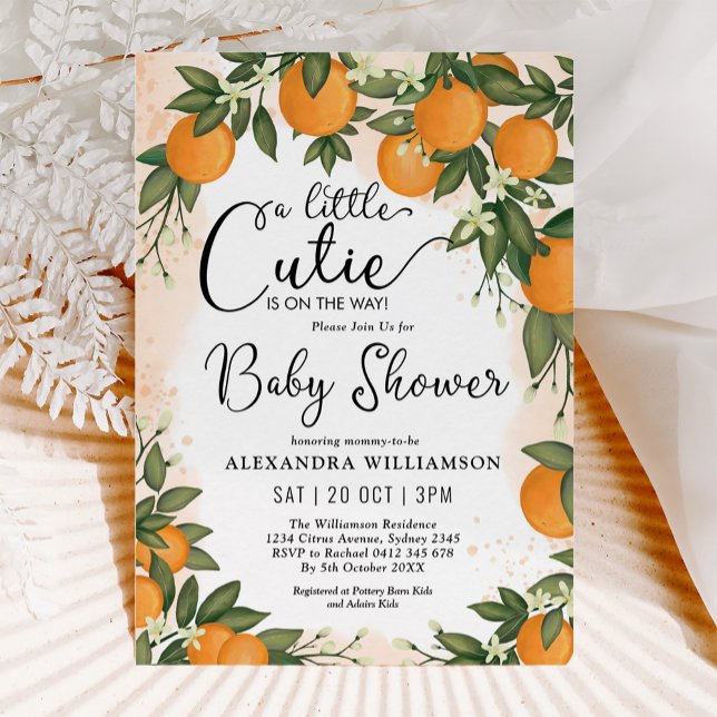 Little Cutie Clementine Orange Citrus Baby Shower Inbjudningar (Skapare uppladdad)