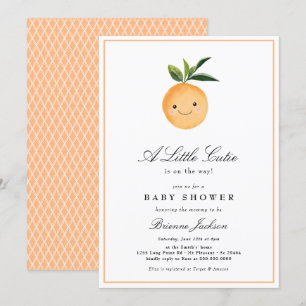 Little Cutie Clementine Orange Modern Baby Shower Inbjudningar