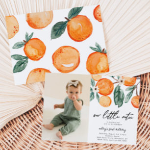 Little Cutie Clementine Photo Birthday-inbjudan Inbjudningar